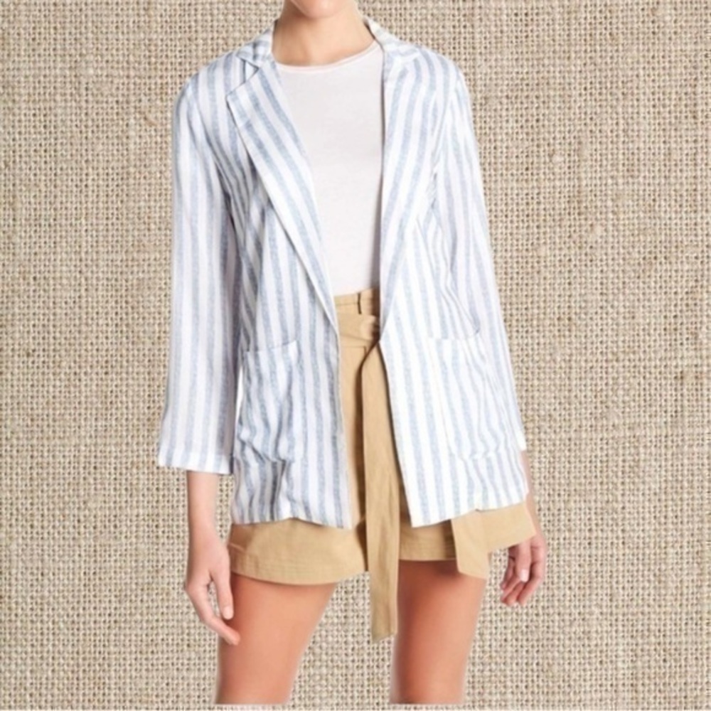 Stripe linen blazer